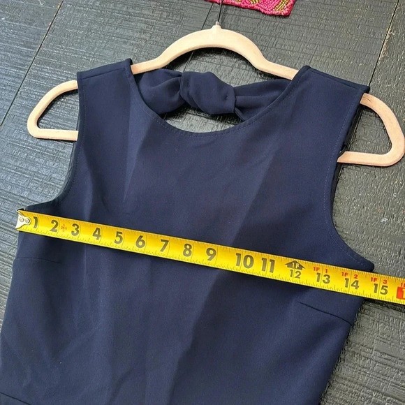 Zara Navy Blue Fit & Flare Mini Dress w/ a cutout bow back design size small - Picture 9 of 11